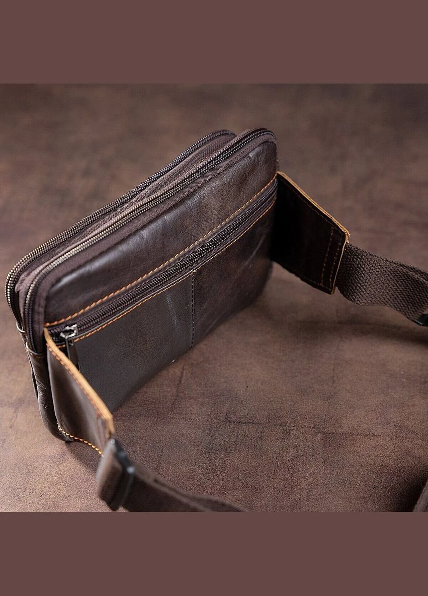Сумка на пояс Vintage 14727 з кишенями для чоловіків коричнева (sku_14727) No Brand (328922074)