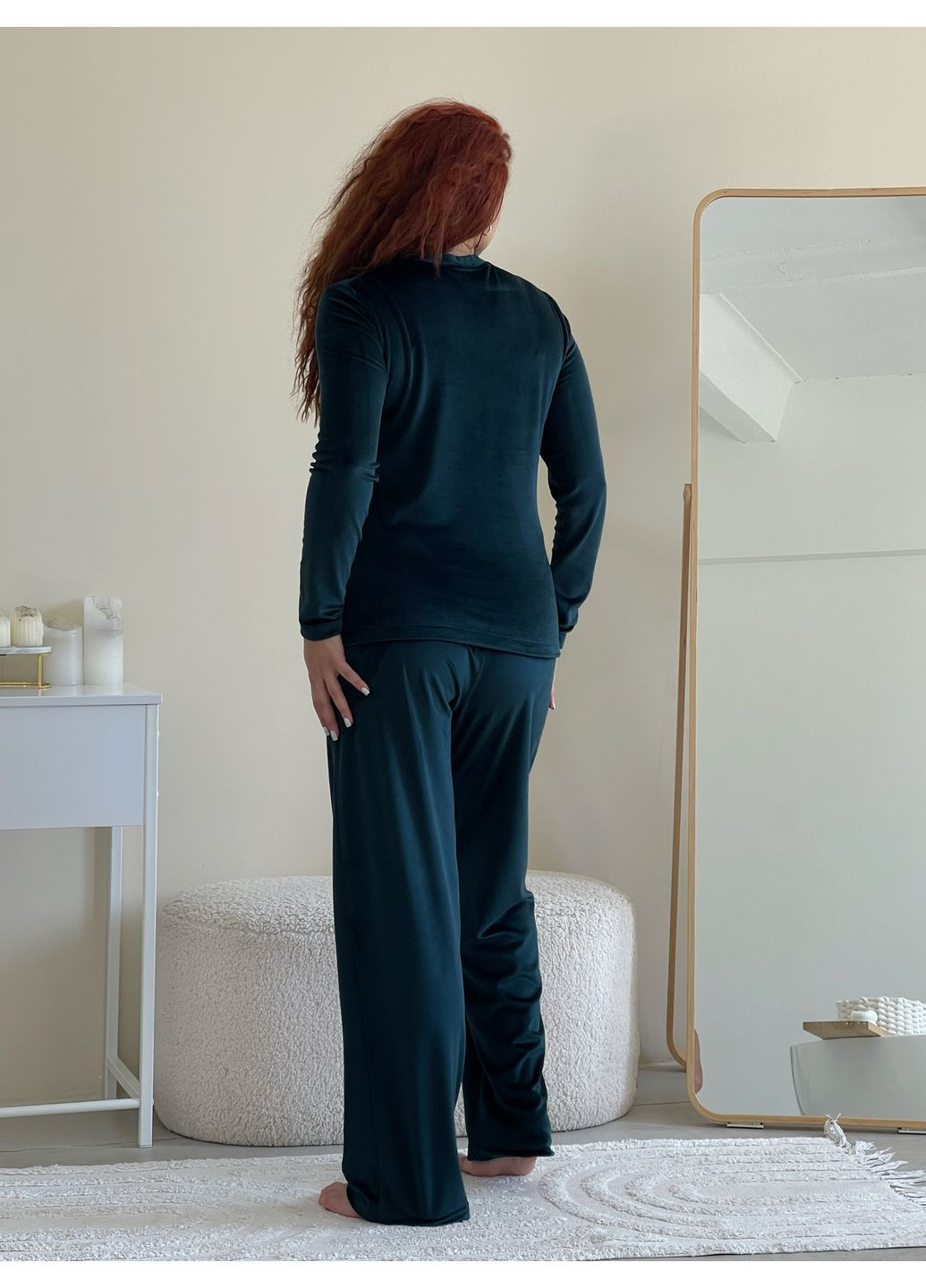 Зеленая зимняя женская пижама кофта + брюки No Brand 100002416