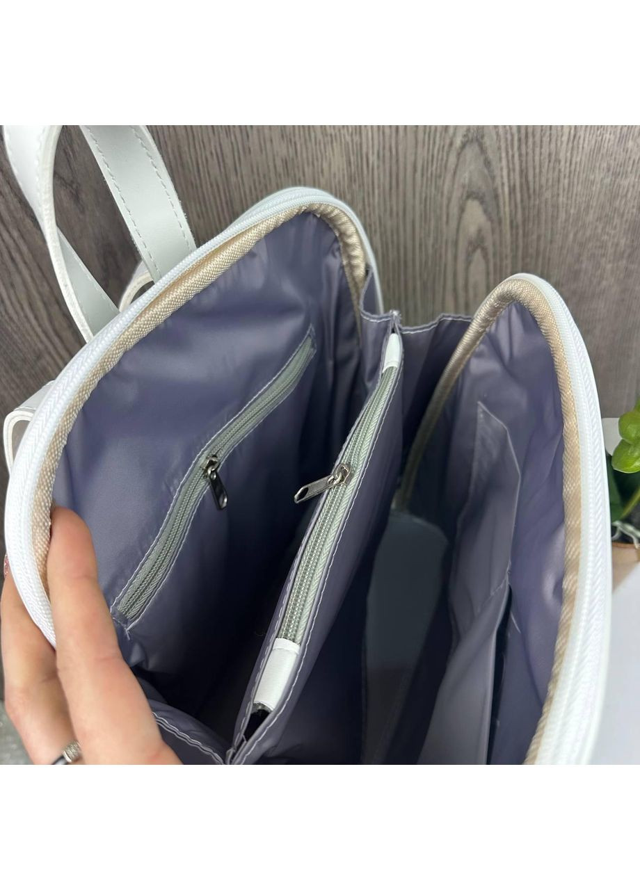 Жіночий міський рюкзак трансформер з екошкіри бежевий сумка для повсякденного використання в клітину ProDobro (363136227)