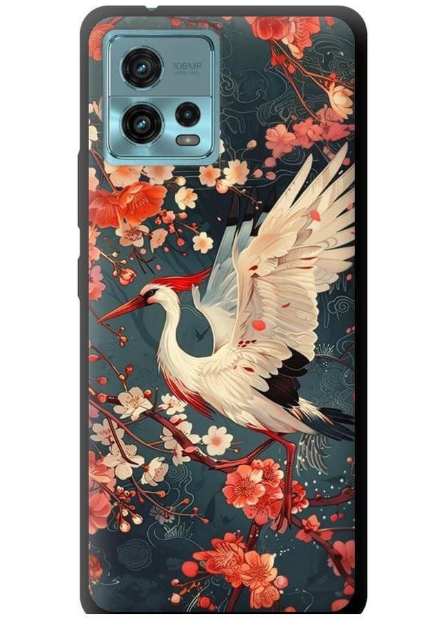 TPU чорний чохол 'Сакура та лелека' для Endorphone Motorola G72 (291127788)