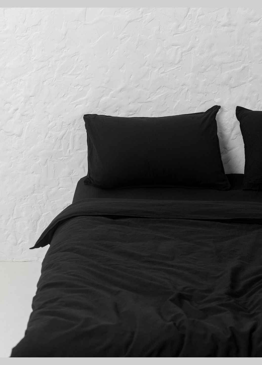 Комплект белья из вареного хлопка Black евро-макси, Простыня без резинки Leglo (300370978)