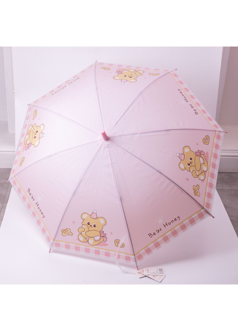 Розовый классический детский зонт-трость полуавтомат из полиэстера прочный надежный 8 спиц диаметр 94 см hp-23-11p Yiwu (370675470)