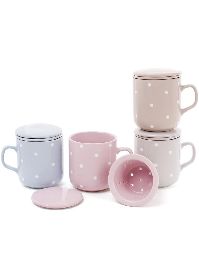 Кружка-заварник "Білий горох" пастель 290мл з керамічним фільтром Bona (372170769)