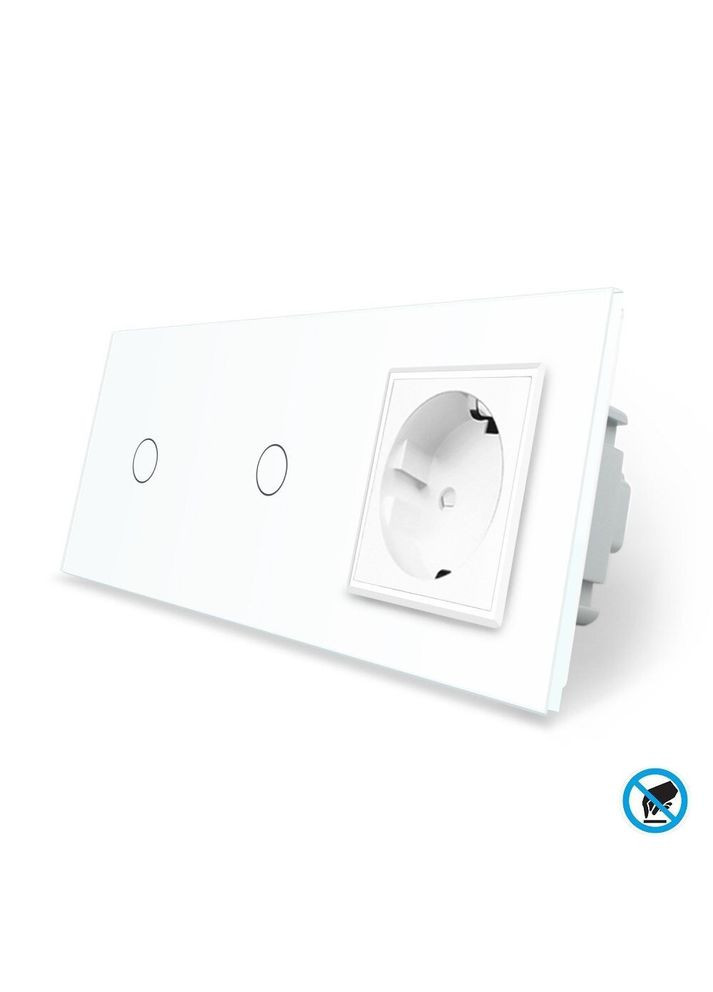 Бесконтактный выключатель 2 сенсора (1-1) 1 розетка стекло (VL-C701/C701/C7C1EU-PRO11) Livolo (370984948)