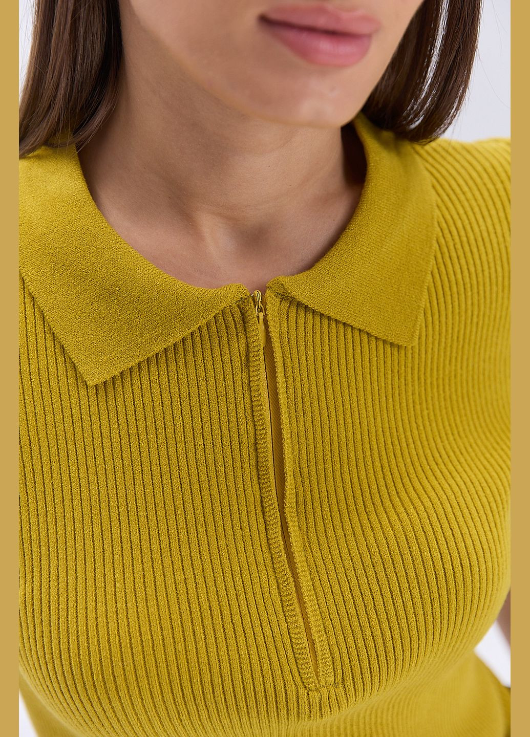 Женская вязаная футболка поло с молнией Arjen - (329405385)