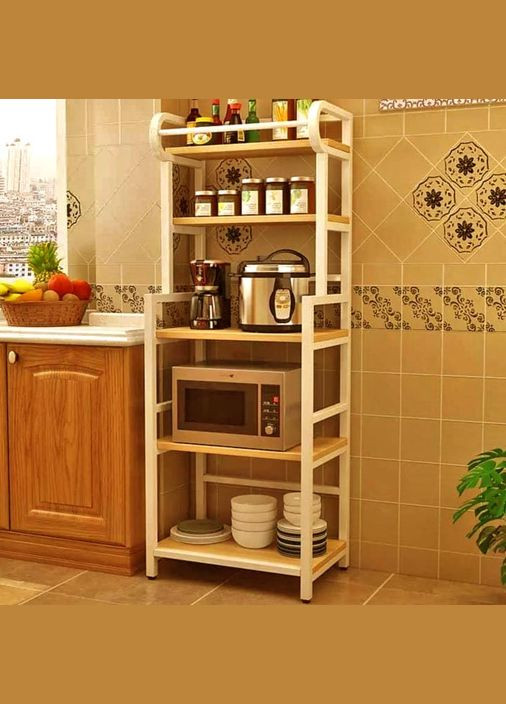 Стеллаж кухонный из дерева Спринти 5 зефир-карри (СТА-50572003) No Brand (327846543)