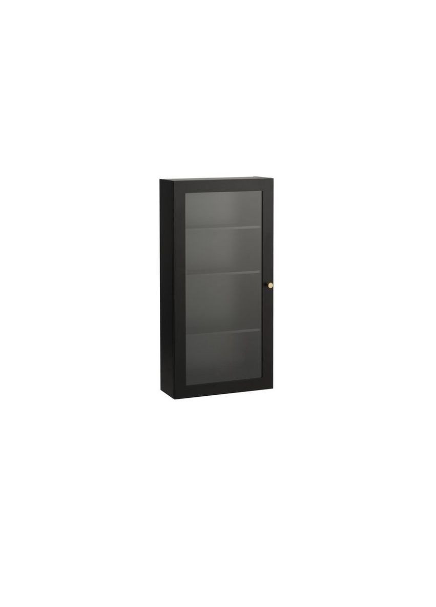 Шкафчик настенный черный 40х80 см мдф/сталь/закаленное стекло No Brand (278649044)