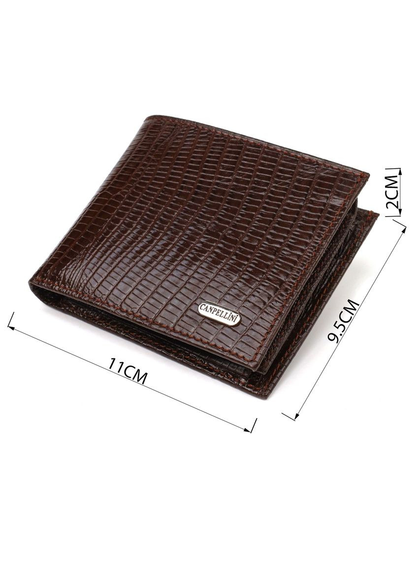 Цікаве чоловіче портмоне з натуральної фактурної шкіри 21785 Коричневе Canpellini (331906983)