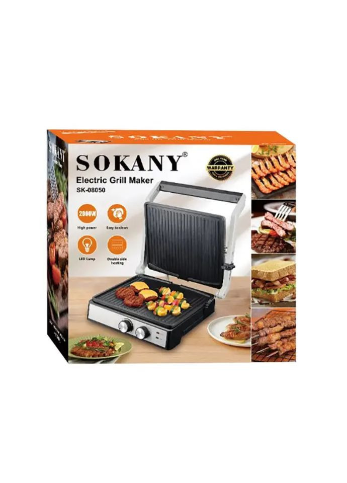 Домашній електричний гриль 2000 Вт, розкриття на 180 °, Sokany SK-08050 Erston (367073808)