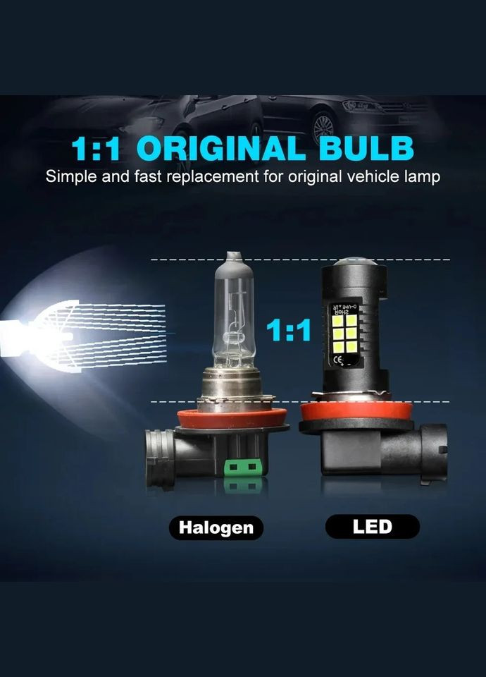 Світлодіодна лампа H11 LED H8 з лінзою 21 SMD 3,5 Вт No Brand (313104988)