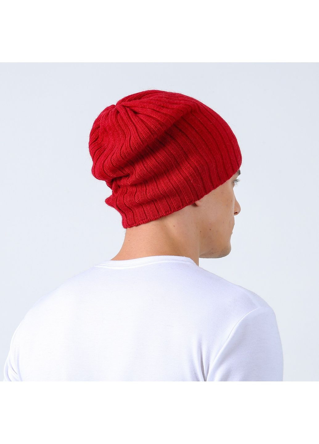 Шапка колпак мужская шерсть красная LIORA 542-044 LuckyLOOK 542-044М (363831353)