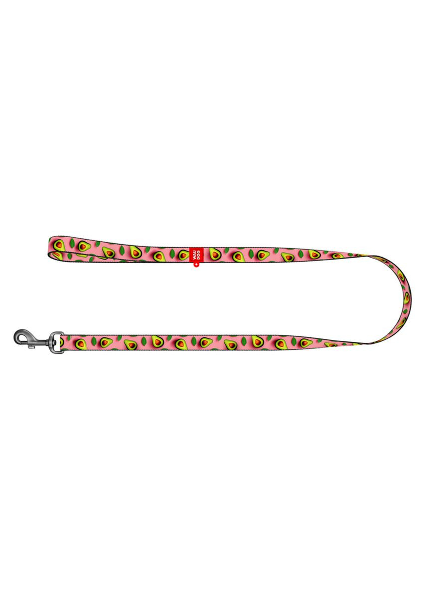 Повідець для собак нейлоновий Nylon, малюнок "Авокадо на рожевому", L-XXL, Ш 25 мм, Дов 122 см WAUDOG (322641719)