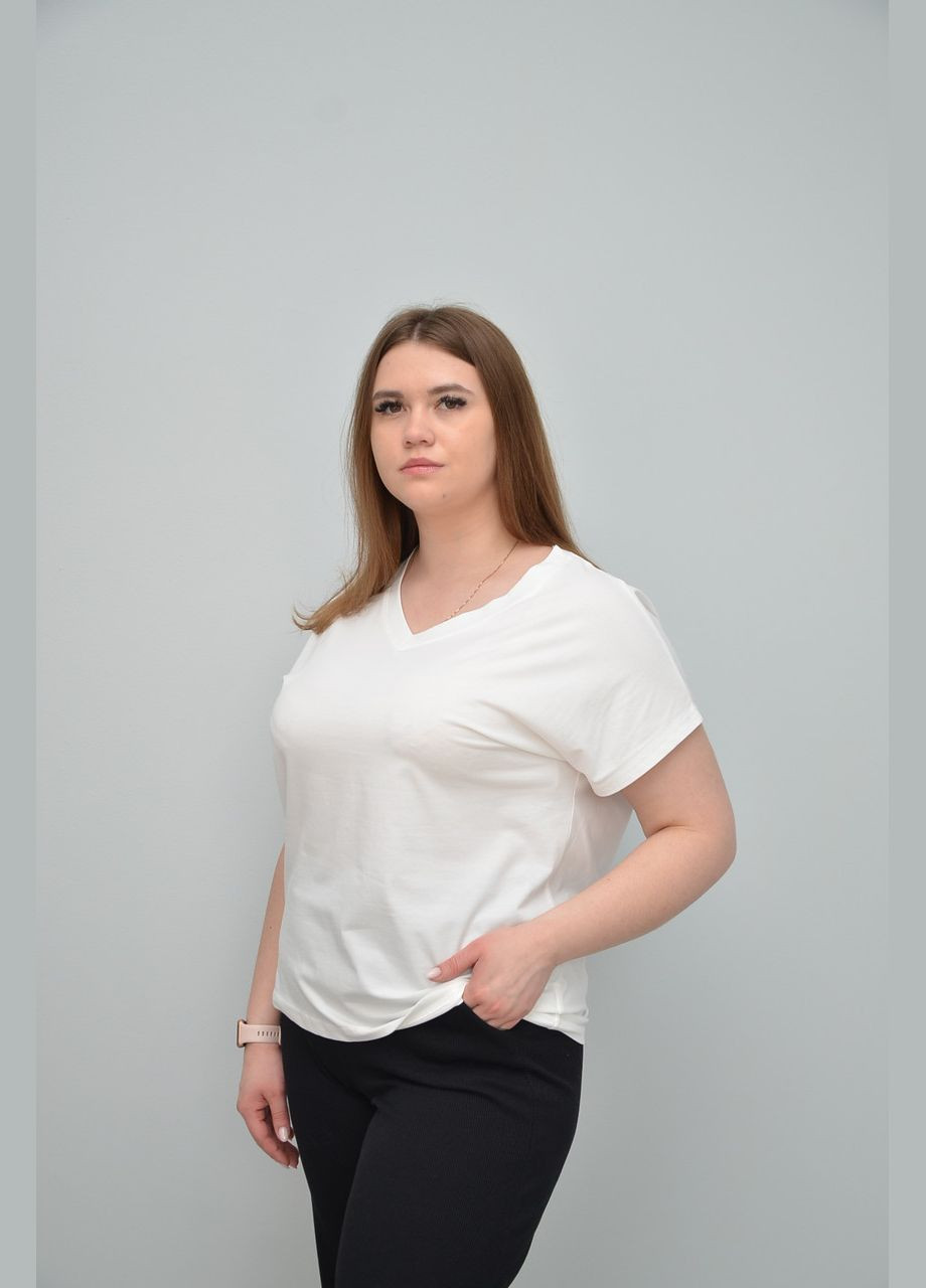 Белая всесезон женская повседневная футболка, разные цвета (2xl, 3xl, 4xl, ), 5xl No Brand