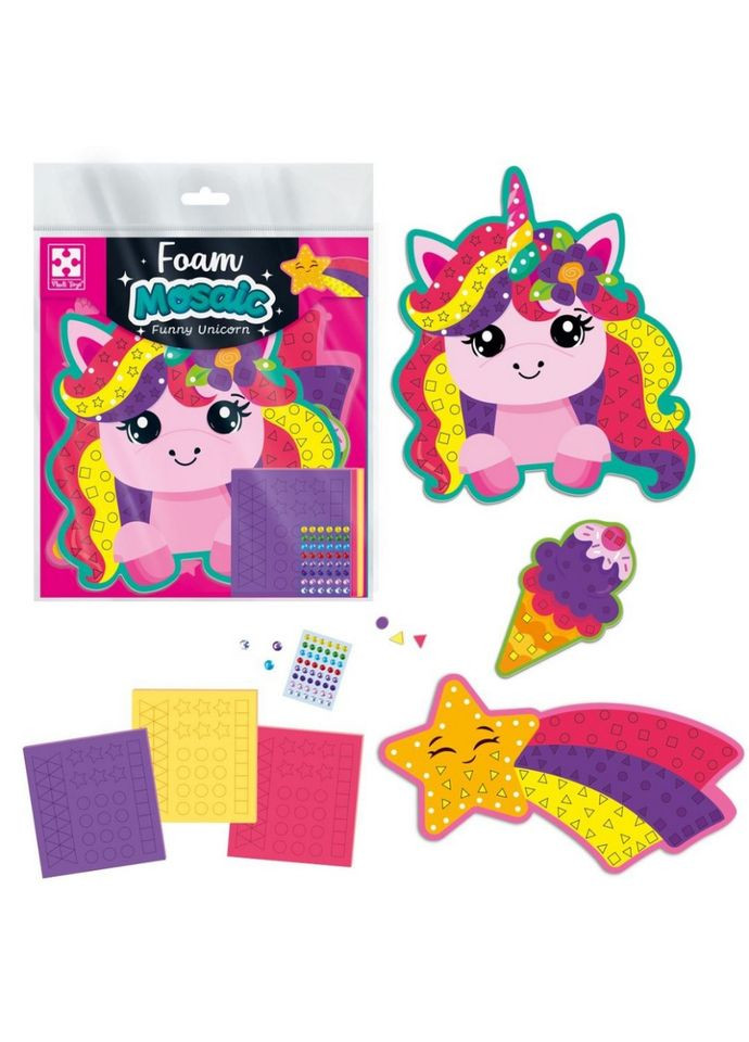 Набор для творчества "Веселый Единорог" VT4511-20 с мягкой мозаикой и стразами Vladi toys (315022913)