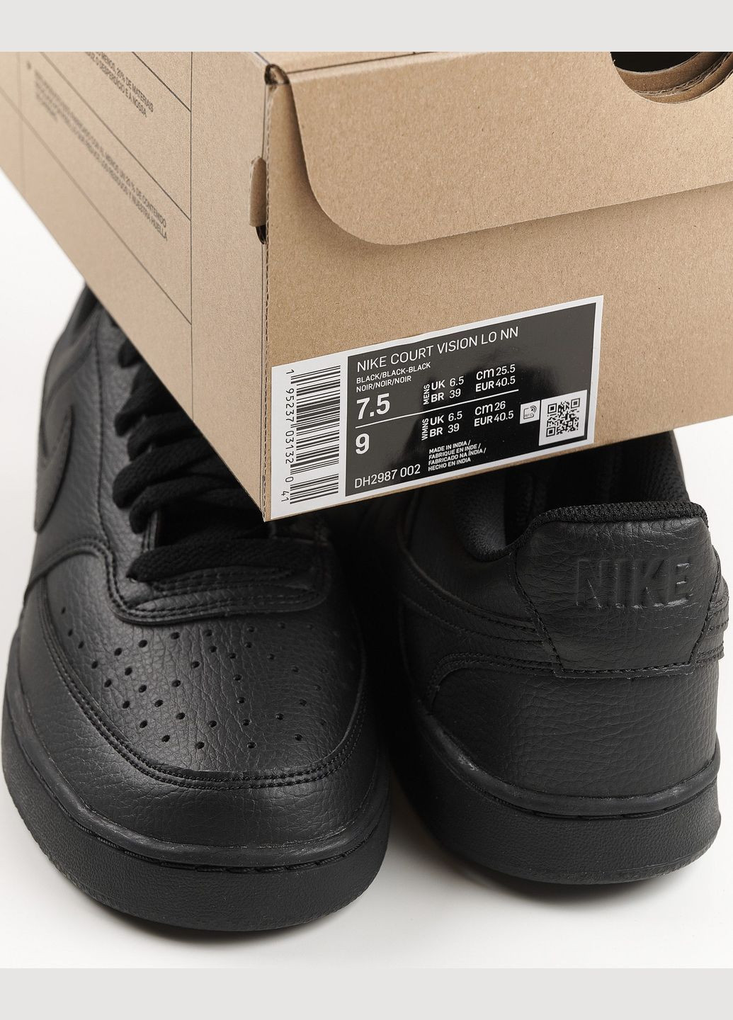 Черные всесезонные кроссовки мужские court vision low next nature dh2987-002 весна-осень кожа черные Nike
