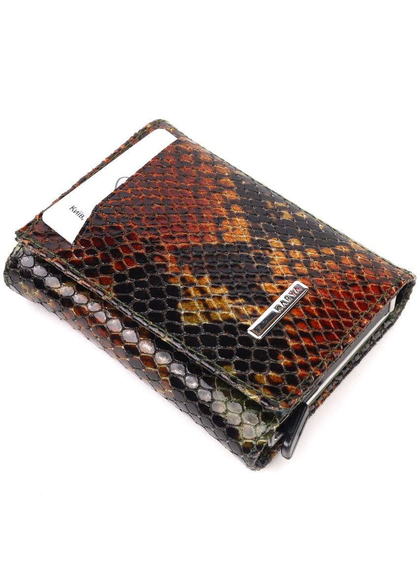 Лакована візитниця з натуральної фактурної шкіри під змію 20988 Різнокольоровий Karya (337353075)