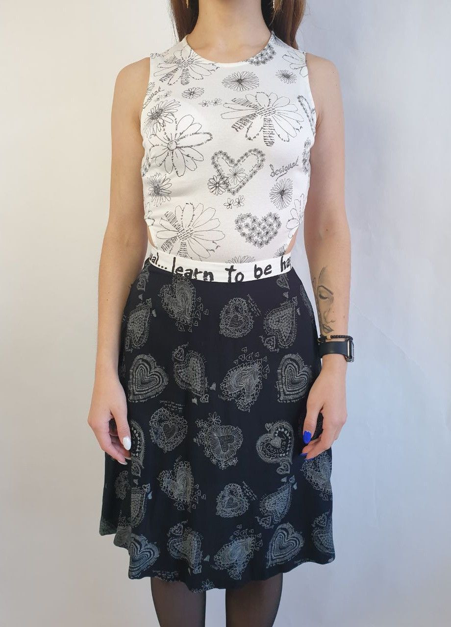 Черно-белое повседневный платье черно-белый Desigual с орнаментом