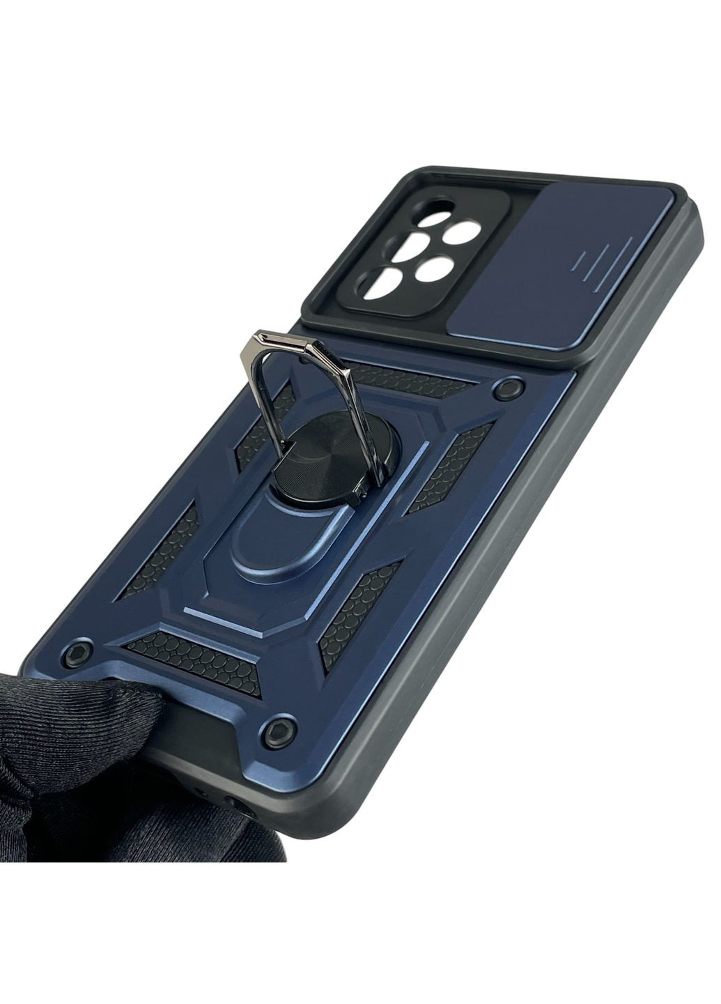 Чохол для Galaxy A52 4G (SM-A525) броньований з кільцем зі шторкою на камеру на самсунг а52 темно-синій rg1 Samsung (366022910)
