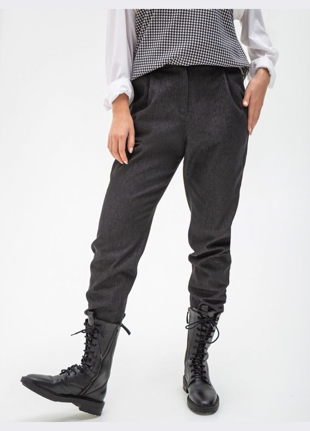 укороченные брюки из джинса с завышенной талией чёрные Dressa (331344781)