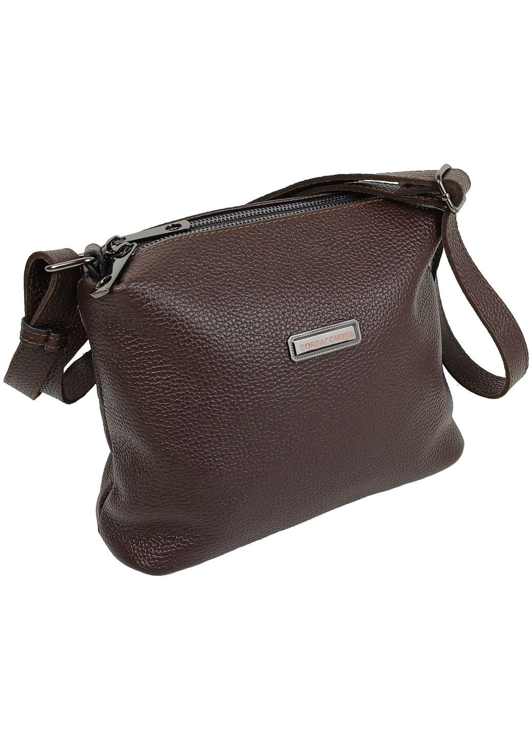 Жіноча наплічна шкіряна сумка темно-коричнева Borsacomoda (369960171)