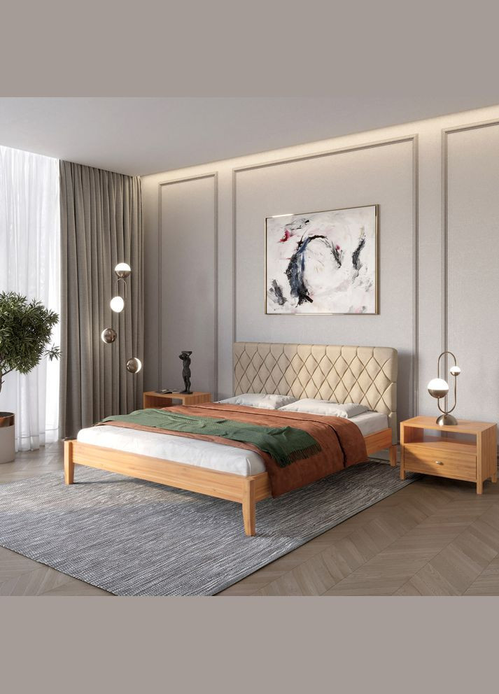 Двуспальная деревянная кровать Венеция ДК/Аляска 23 (Бежевый) 160х200 см (MBG-5686) Mebigrand (368281114)