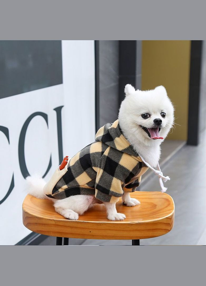 Худи для котов и кошек с карманом Pet Style "Сосиска" Чернобежевая клетка 4XL No Brand - (323233723)