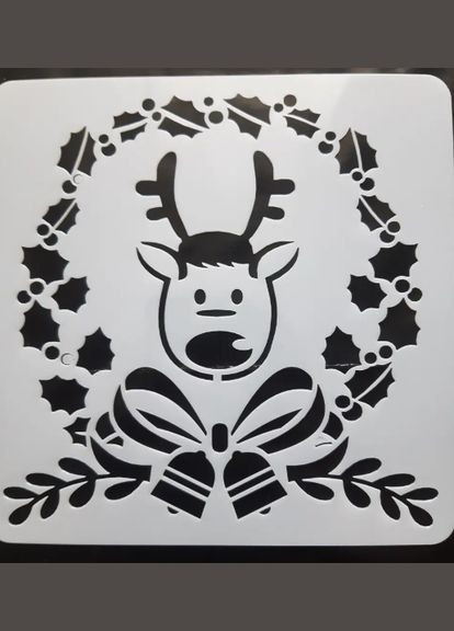 Витинанка новорічна Олень новорічний 15 на 15 см сірий Jannet Трафарет (311680789)