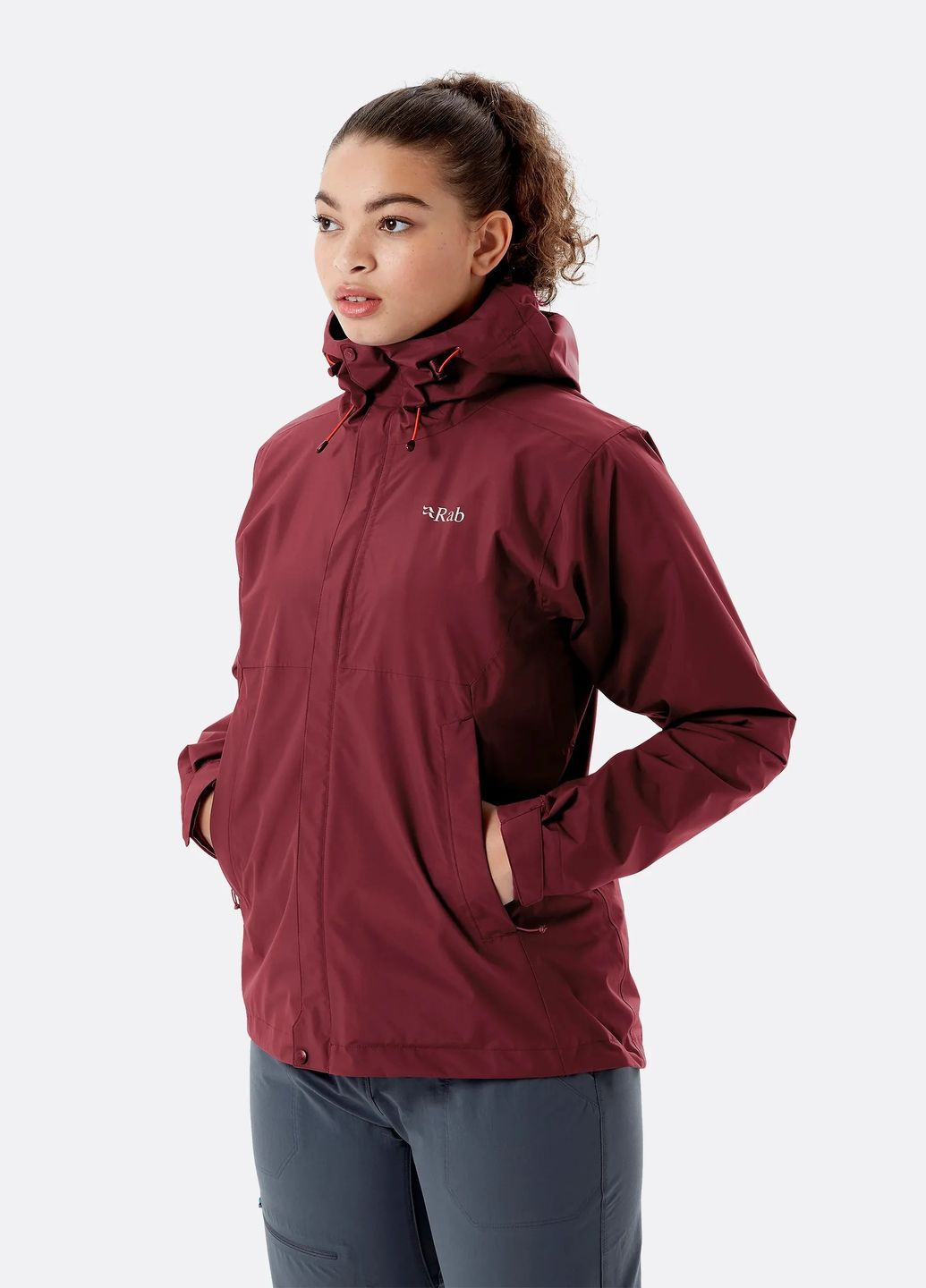Бордова демісезонна куртка downpour eco jacket women's Rab