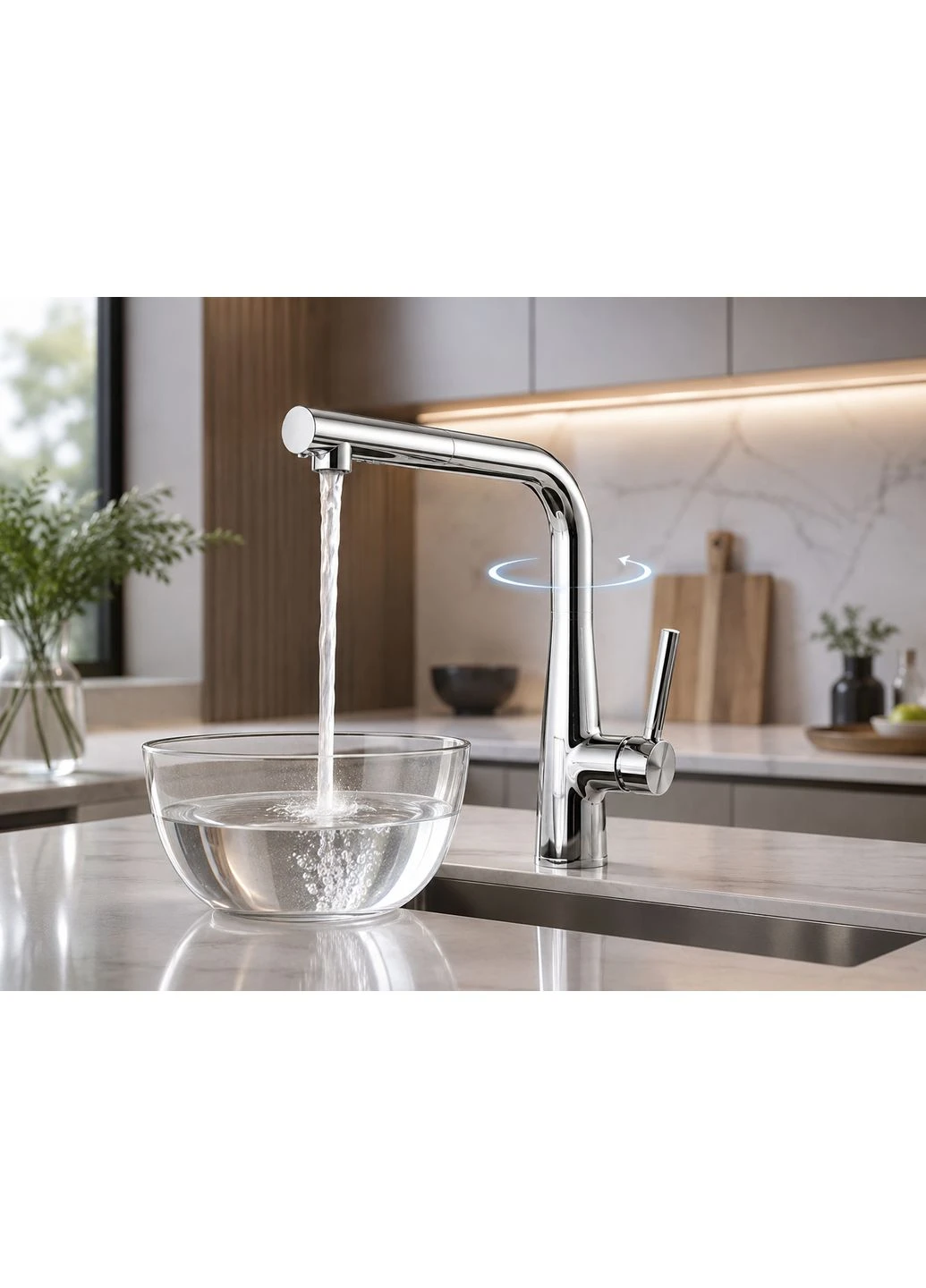 Кран/смеситель Faucet CR-8428 многофункциональный металл / Смеситель кухонный с выдвижной лейкой, хром / Выдвижной кухонный Hengda (400177127)