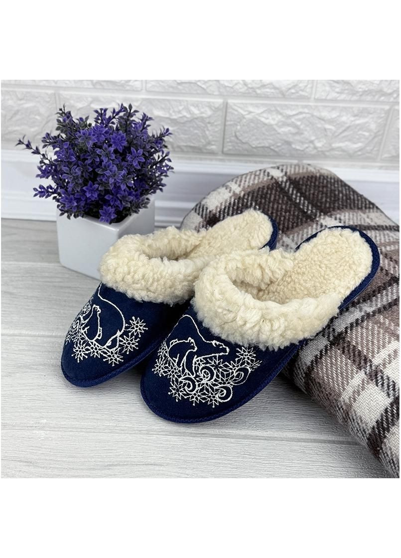 Темно-синие тапочки кiмнатнi жiночi е-00278-1 темно-синi No Brand