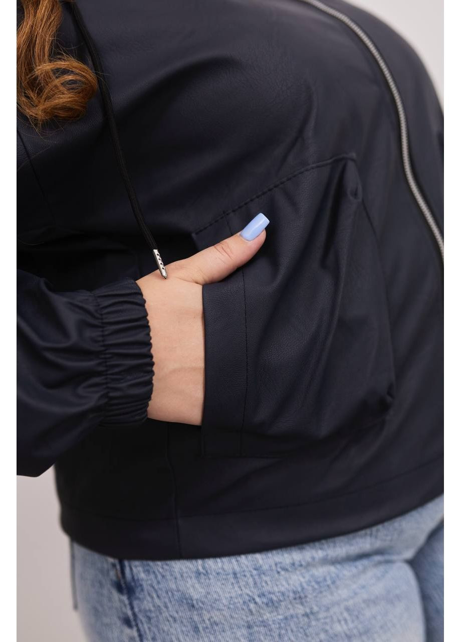 Темно-синяя демисезонная женская куртка из эко-кожи. Україна