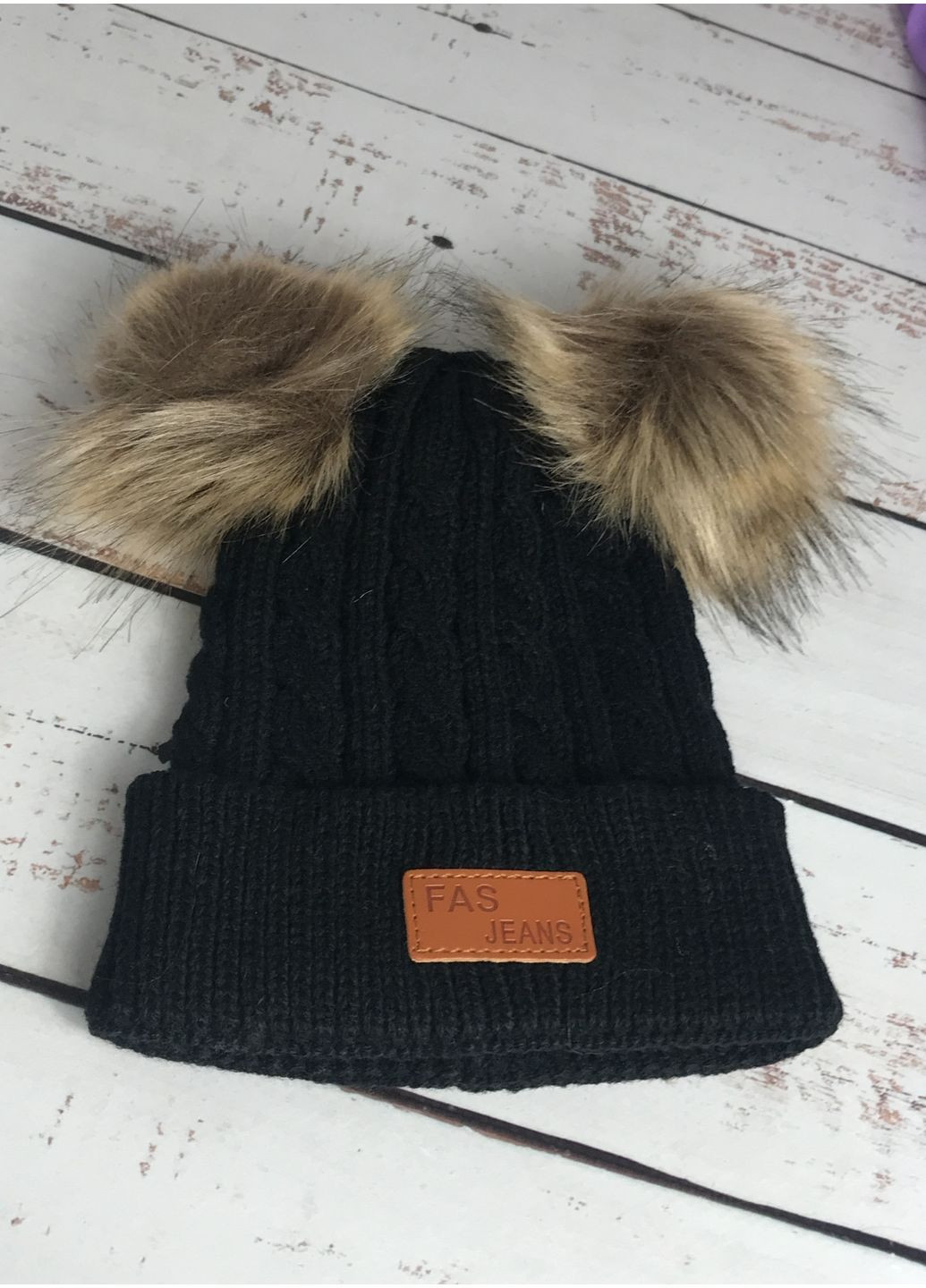 Шапка детская с помпонами FAS Черный (485) No Brand (366276916)