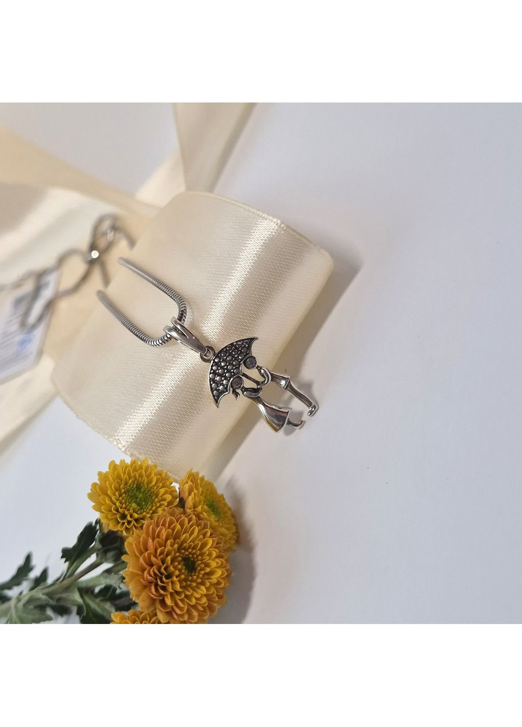 Серебряная подвеска Влюбленная пара серебро 925 пробы Черненное п260 2.00г Nobrand (370438638)