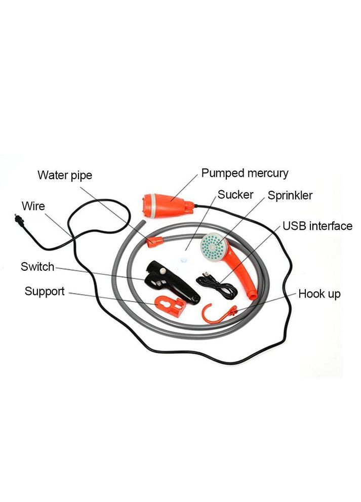 Душ портативний на акумуляторі 2200 мАг ShoR автономний з насосом (R051107) No Brand (330779146)