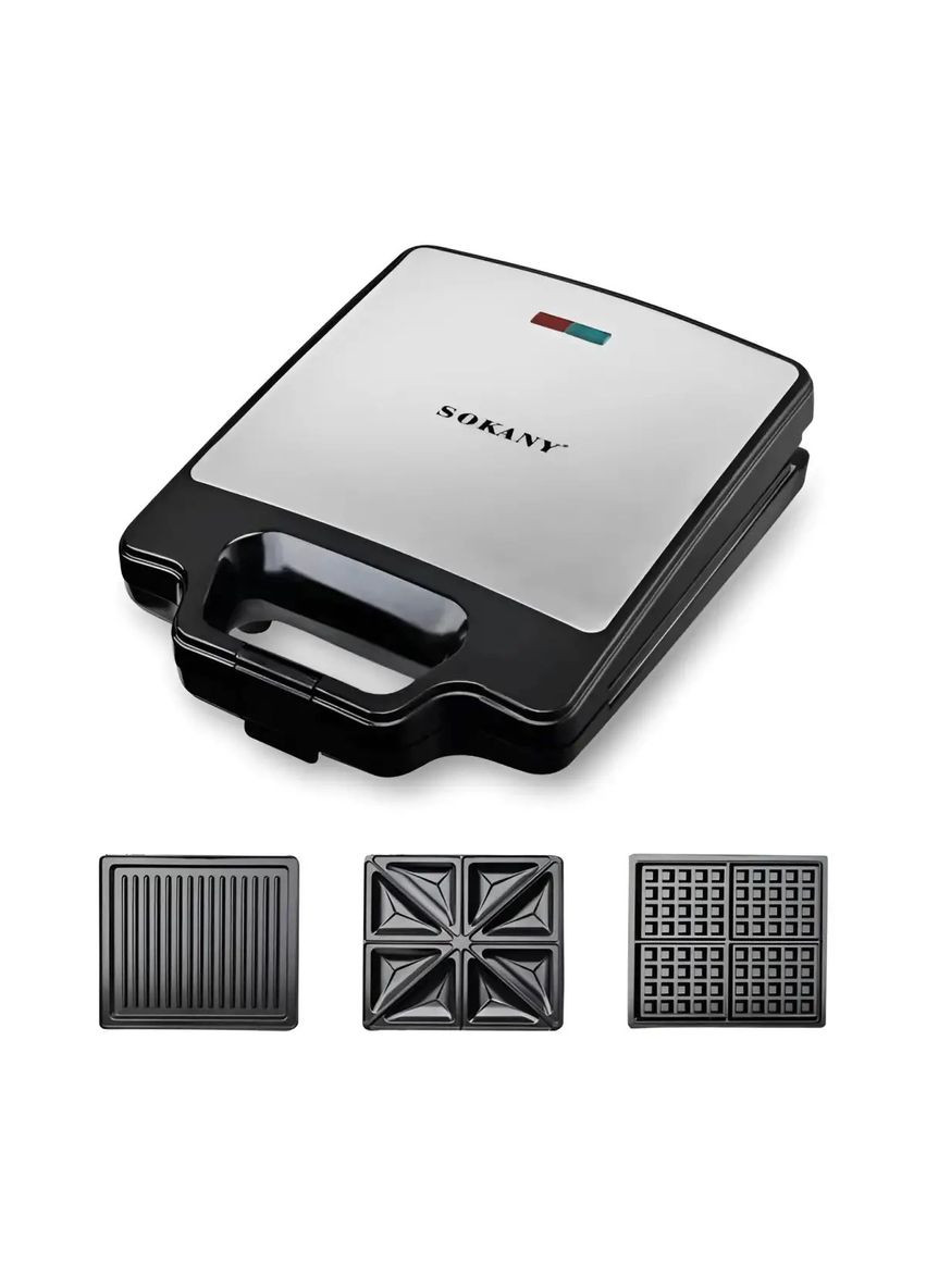 Электрогриль мультимейкер SK-BBQ-852 3в1 со съемными формами / сэндвичница/ орешница/ вафли 1400 Вт Sokany (316344351)