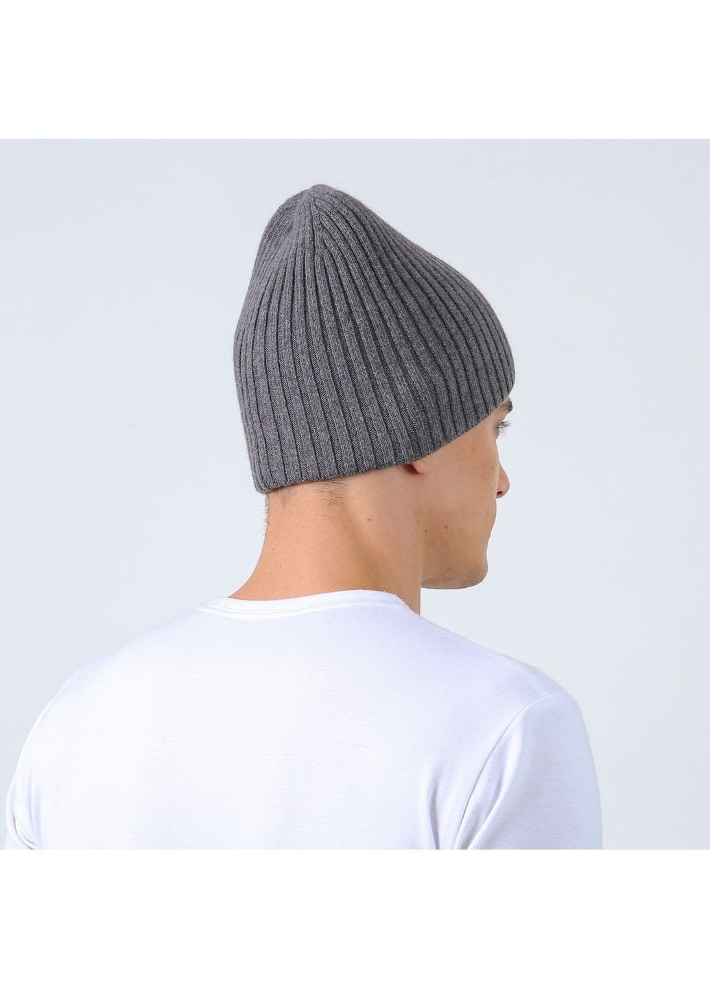 Шапка біні чоловіча вовна сіра BENOIT 581-524 LuckyLOOK 581-524М (351856208)