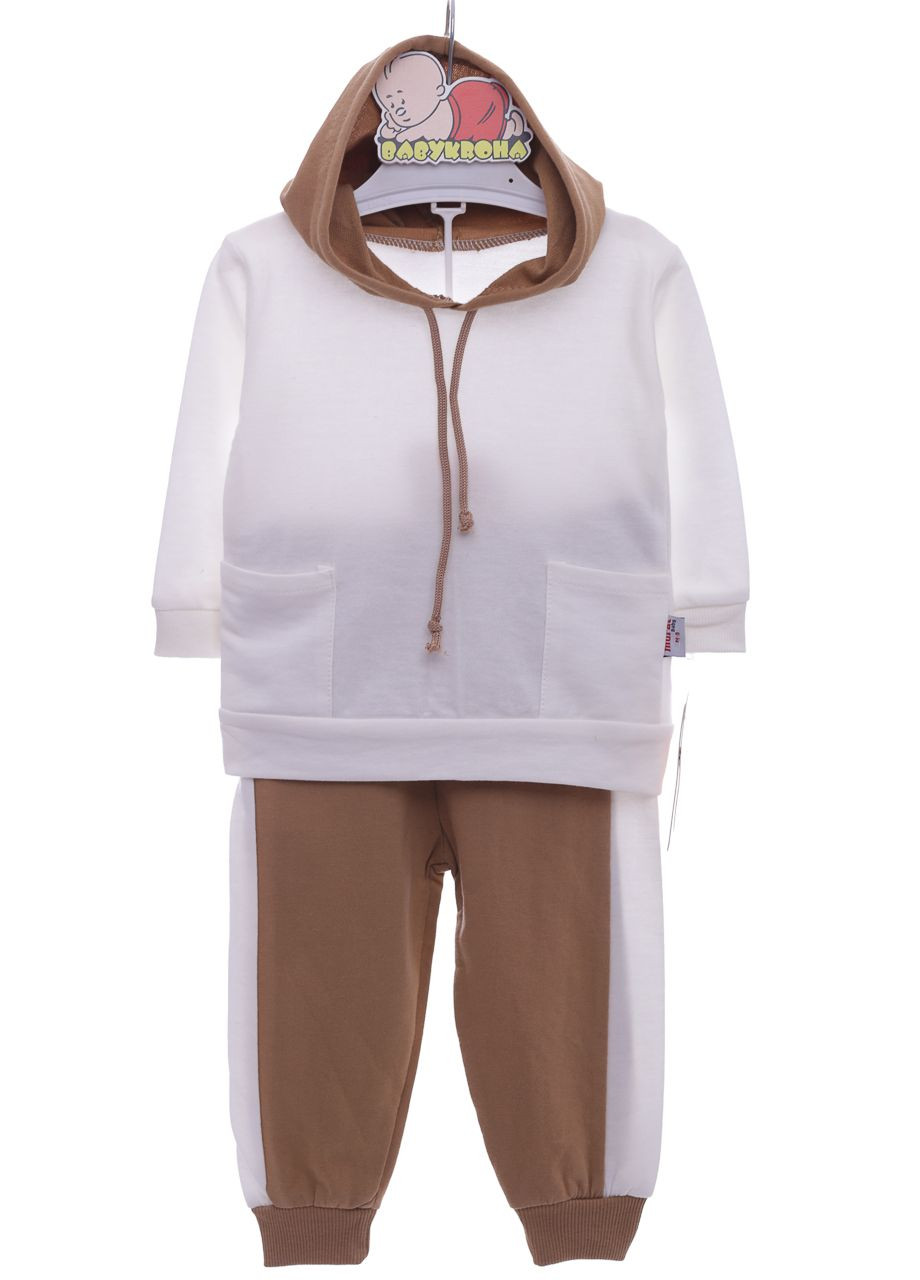 Бежевый демисезонный спортивный костюм для мальчика х/б с полоской бежевый 68 см (44083) Murat baby