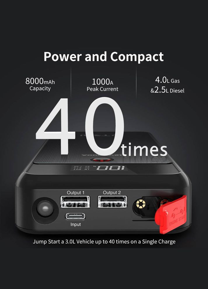 Бустер (пусковий пристрій) JStar Air 1000А 12В 8000 мАг (1037) UTRAI (333831979)