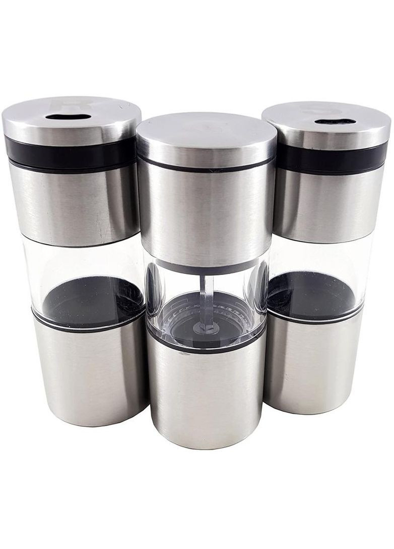 Набор для специй мельница и 2 контейнера с магнитами для соли и перца кулинарные принадлежности Kamille (368989175)