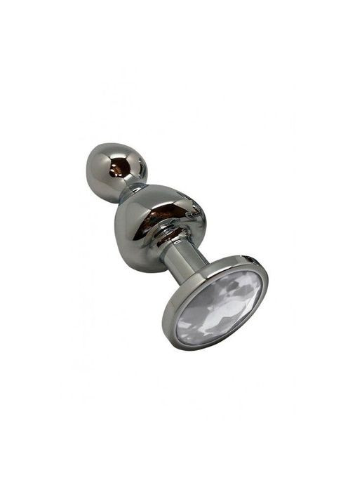 Металлическая анальна пробка Lollypop Double Ball Metal Plug M, диаметр 3,1 см, длина 9,4 см Wooomy (294182180)