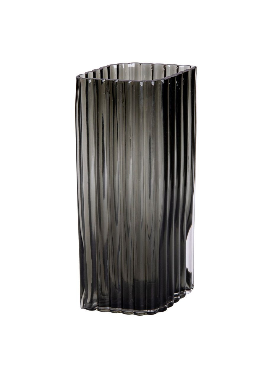 Ваза для квітів зі скла, декоративна, прямокутна, сіра, 28 см HP-1703 Yiwu (353502551)