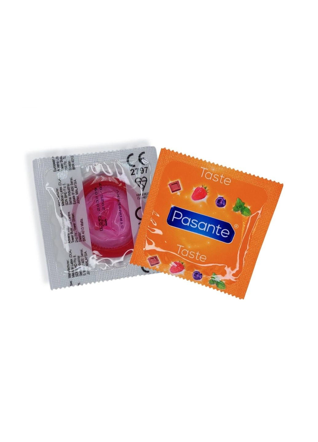 Оральные презервативы со вкусом клубники Pasante Strawberry Crush, 10 шт. No Brand (282849340)