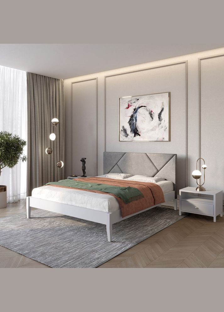 Двуспальная деревянная кровать Нью-Йорк ДК (RAL-7040)/Аляска 93 (Серый) 140х200 см (MBG-10409) Mebigrand (368283186)