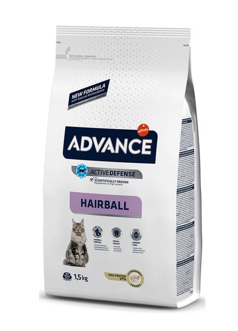 Сухой корм для домашних котов и кошек Hairball с индейкой 1.5 кг (8410650152103) Advance (266274164)