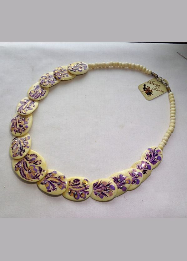 Колье украшение на шею слоновая кость "Нежные Фиалки" No Brand (358224482)