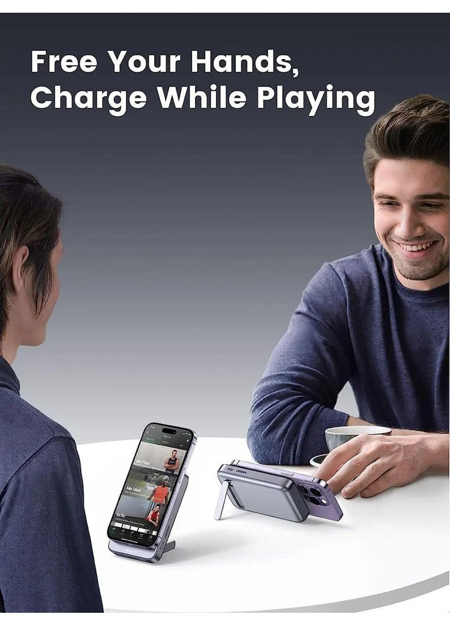 Магнітна батарея PB206 Magnetic Magsafe Powerbank 10 000 mAh 20W USB-C зі складаною підставкою Ugreen (349824335)