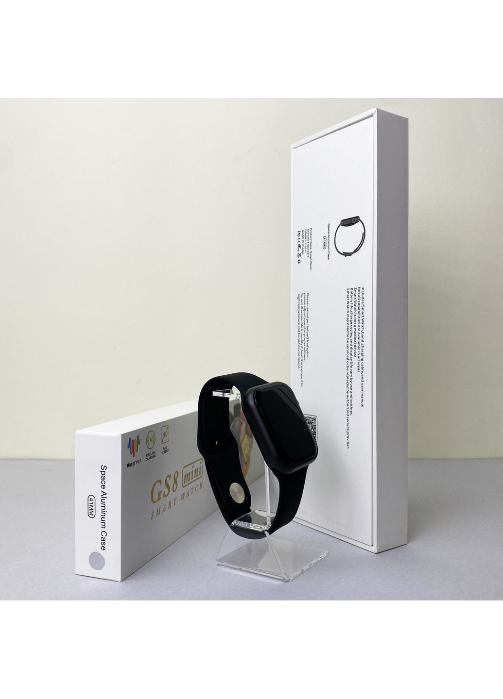 Розумний годинник GS8 Mini Чорний смарт годинник з пульсометром і крокоміром для фітнесу та спорту Smart Watch Watch 41 mm (372459927)