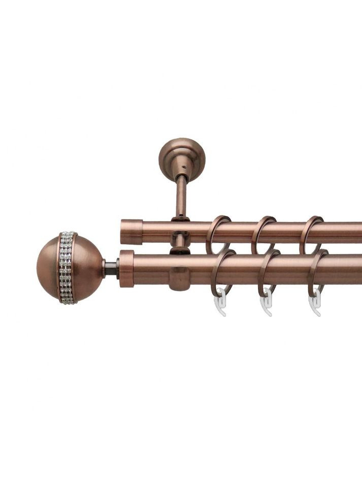 Карниз Авея металевий дворядний відкритий гладка труба Мідь 25\16 мм 200 см (6948842) ORVIT (300795369)