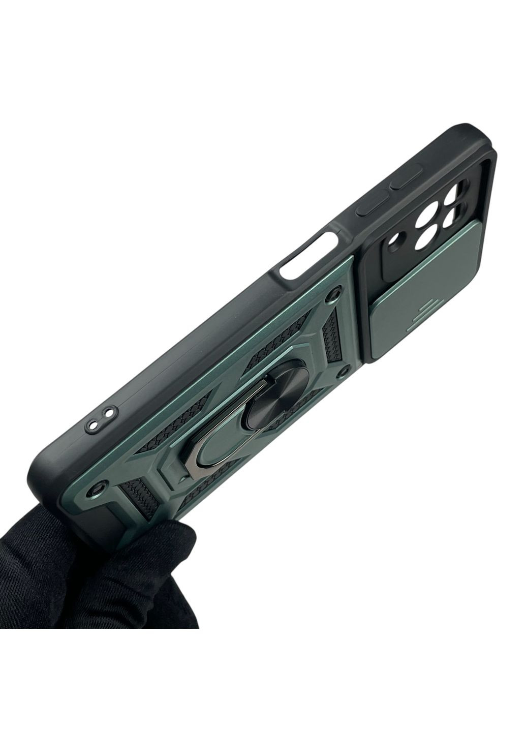 Чехол для Galaxy M22 (SM-M225) бронированный с кольцом со шторкой на самсунг м22 зелёный rg1 Samsung (366389345)