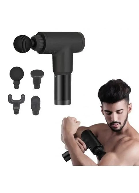 Масажер Акумуляторний для тіла м'язовий портативний ручний 4 насадки Fascial Gun GB-820 Чорний MDR No Brand (385867163)